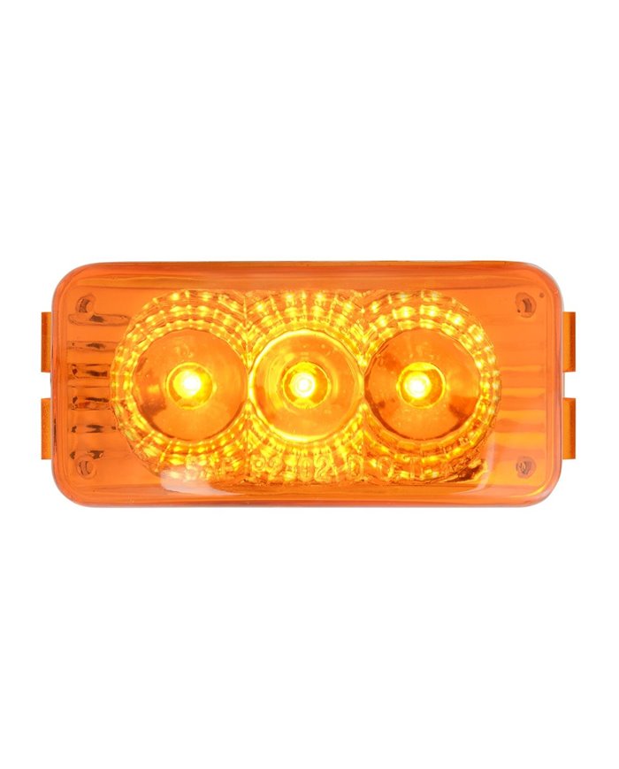 GG77950 - SMALL RECT. SPYDER AMBER 3 LED LIGHT, AMBER LENS