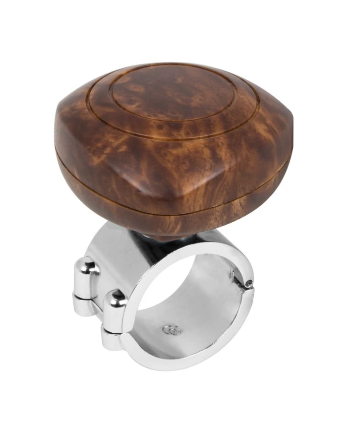 GG80088 - MATTE BROWN WOOD PLASTIC STEERING WHEEL SPINNER KNOB