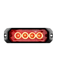 GG81803 - 4" RECT. RED/CLEAR 4 LED STROBE LIGHT, 14 MODES, 9~36V