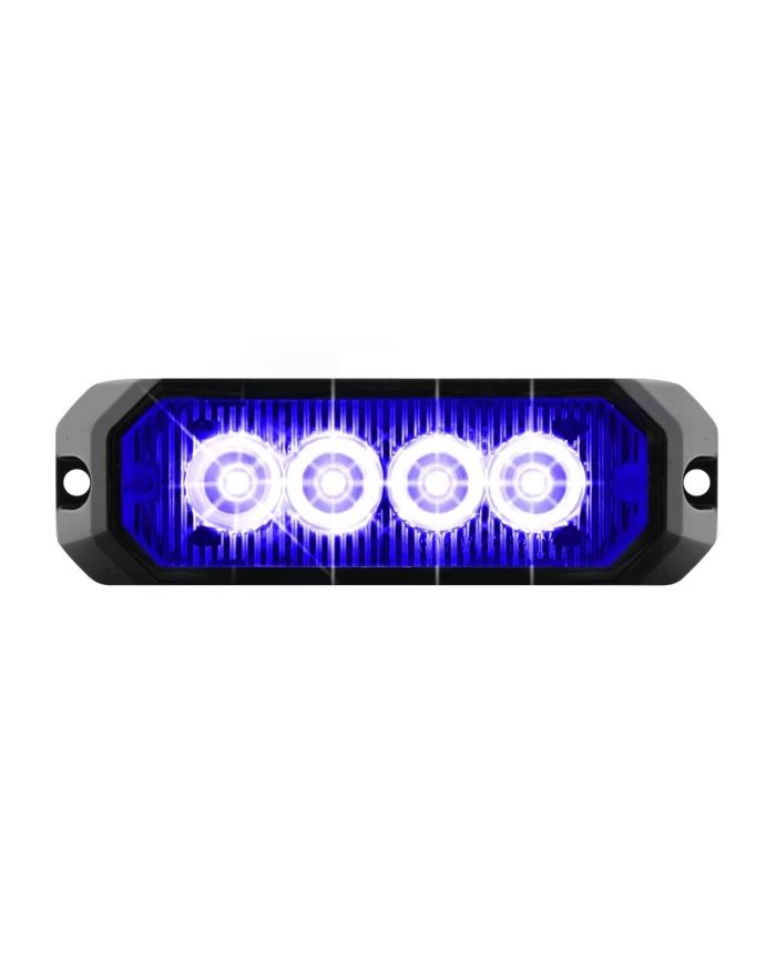 GG81805 - 4" RECT. BLUE/BLUE 4 LED STROBE LIGHT, 14 MODES, 9~36V