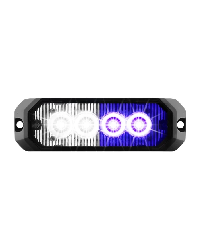 GG81808 - 4" RECT. BLUE&WHITE/CLR 4 LED STROBE LIGHT, 14 MODES, 9~36V GG81808 - 4" RECT. BLUE&WHITE/CLR 4 LED STROBE LIGHT, 14 MODES, 9~36V