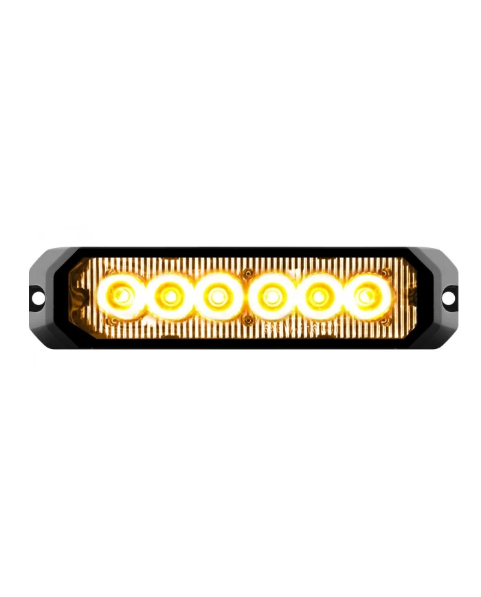 GG81811 - 5" RECT. AMBER/CLEAR 6 LED STROBE LIGHT, 14 MODES, 9~36V