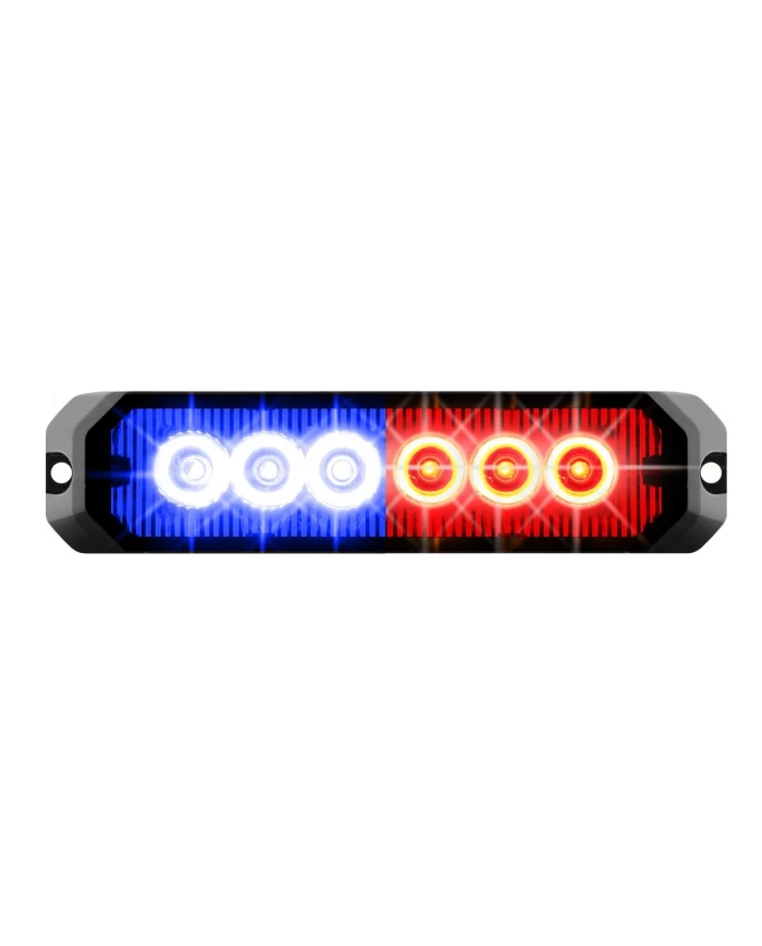 GG81817 - 5" RECT. BLUE&RED/CLEAR 6 LED STROBE LIGHT, 14 MODES, 9~36V GG81817 - 5" RECT. BLUE&RED/CLEAR 6 LED STROBE LIGHT, 14 MODES, 9~36V