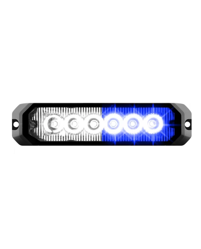 GG81818 - 5" RECT. BLUE&WHITE/CLR 6 LED STROBE LIGHT, 14 MODES, 9~36V GG81818 - 5" RECT. BLUE&WHITE/CLR 6 LED STROBE LIGHT, 14 MODES, 9~36V