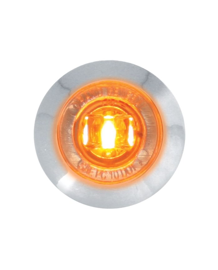GG87061 - 1" MINI AMBER/CLEAR 1 LED LIGHT W/CR. PLASTIC BEZEL