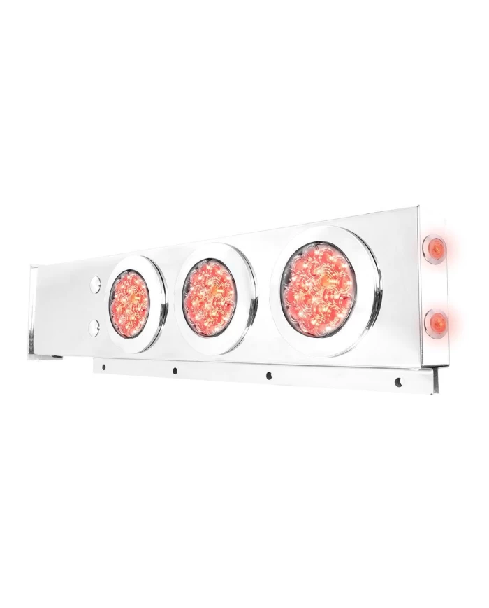 GG91061 - S.S. SPRING LOADED BAR 4" RED/CLEAR FLEET W/TWIST-ON CVR & 1"MINI SIDE LED