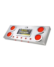 GG91300 - S.S. REAR LIGHT PANEL W/ 4"&1" RED/RED LED, W/ LIC. PLATE