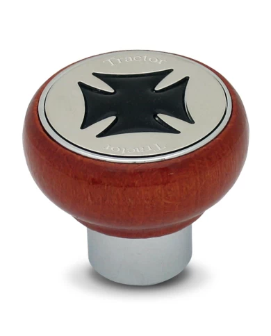 GG95540 - WOOD SCREW-IN AIR KNOB W/ BLACK IRON CROSS & SS TRACTOR GG95540 - WOOD SCREW-IN AIR KNOB W/ BLACK IRON CROSS & SS TRACTOR