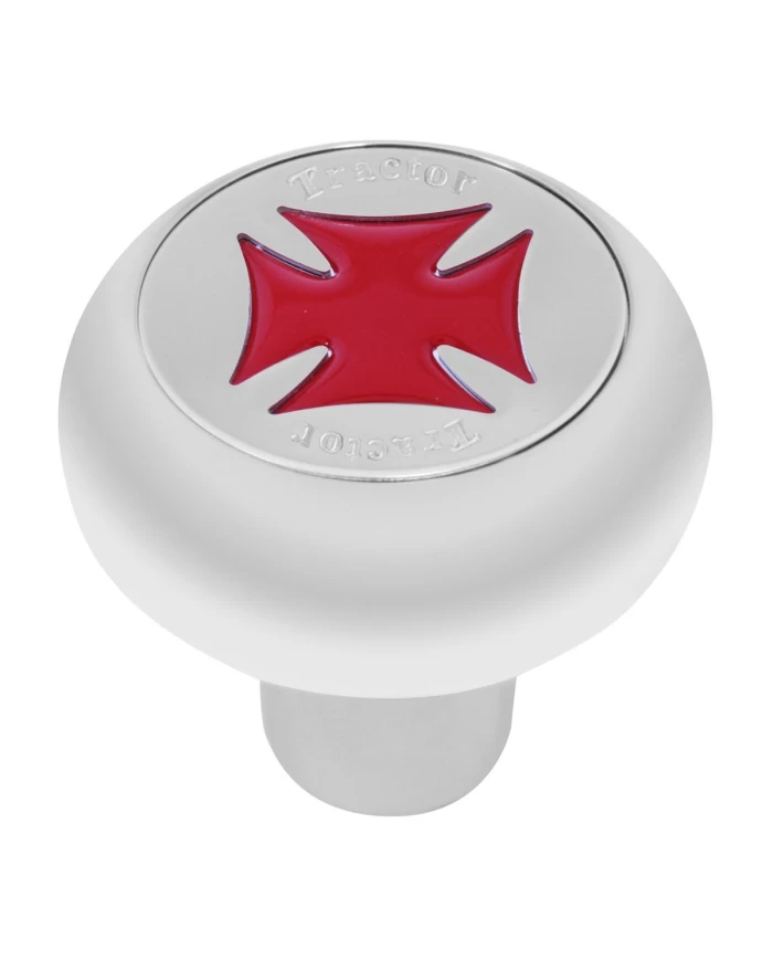 GG95605 - CR. ALUM. SCREW-IN AIR KNOB W/ RED IRON CROSS & SS TRACTOR