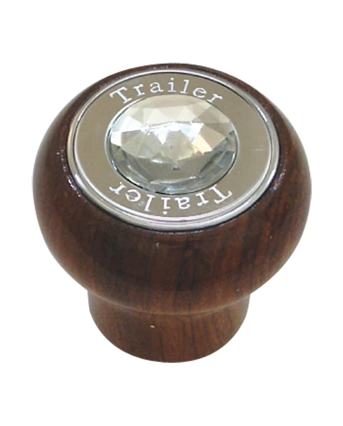 GG95912 - SCREW IN L. ROSEWOOD KNOB W/SS TRAILER PLATE & CLEAR JEWEL