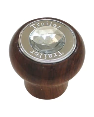 GG95912 - SCREW IN L. ROSEWOOD KNOB W/SS TRAILER PLATE & CLEAR JEWEL