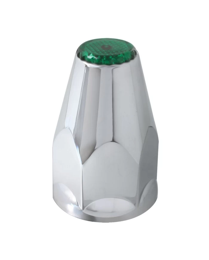 GG10322SP - CR. PL. SCREW-ON 33 M/MX3-1/4" NUT CVR W/GREEN REFLECTOR, SET OF 10 GG10322SP - CR. PL. SCREW-ON 33 M/MX3-1/4" NUT CVR W/GREEN REFLECTOR, SET OF 10