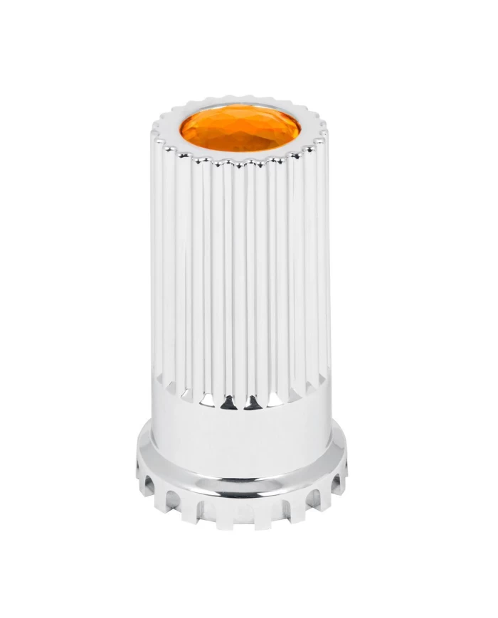 GG10370 - CR. PL. 33MMX-4"H PUSH-ON BULLET FLAT CVR W/AMBER JEWEL