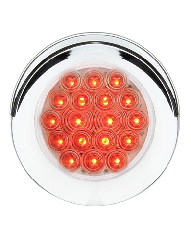 GG75878 - 4" Fleet Red/Clear 18 LED Flange Mount W/ Visor Bezel, 3 Prong