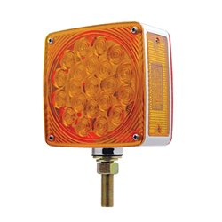 UP38702-45 LED Single Stud Double Face Turn Signal Light (Passenger) - Amber & Red LED/Amber & Red Lens