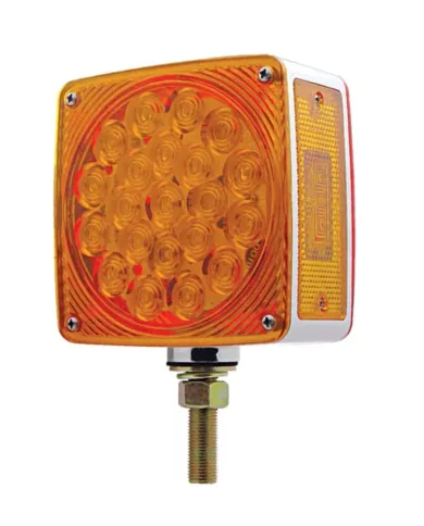 UP38702-45 LED Single Stud Double Face Turn Signal Light (Passenger) - Amber & Red LED/Amber & Red Lens
