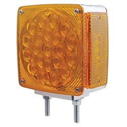 UP38703-45 LED Double Stud Double Face Turn Signal Light (Driver) - Amber & Red LED/Amber & Red Lens