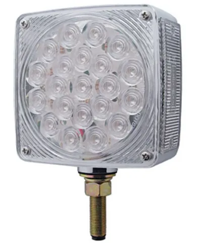 UP38706-45 LED Single Stud Double Face Turn Signal Light (Passenger) - Amber & Red LED/Clear Lens
