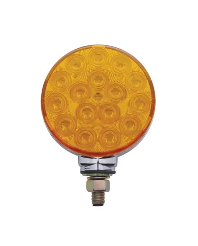 UP38719-34 LED Single Stud Reflector Double Face Turn Signal Light - Amber & Red LED/Amber & Red Lens