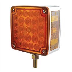 UP38750-52 LED Single Stud Double Face Turn Signal Light (Driver) - Amber & Red LED/Amber & Red Lens