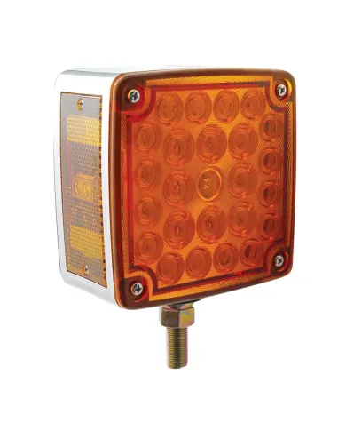 UP38751-52 LED Single Stud Double Face Turn Signal Light (Passenger) - Amber & Red LED/Amber & Red Lens