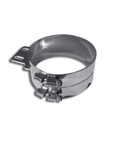 6" Wide Chrome Stainless Steel Clamp, with Angled Mounting Plate 6" Wide Chrome Stainless Steel Clamp, with Angled Mounting Plate