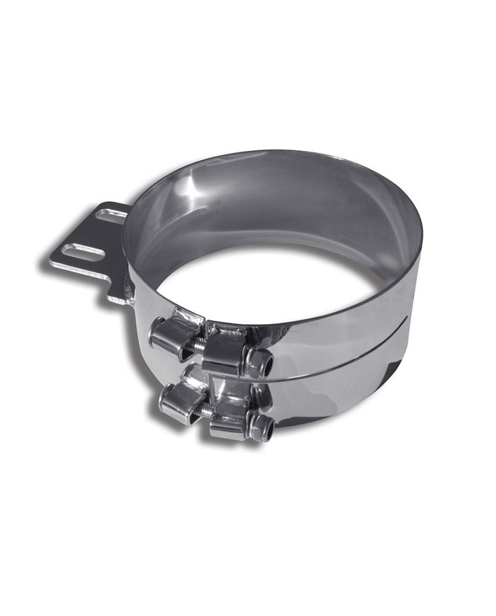 8" Wide Chrome Stainless Steel Clamp, with Angled Mounting Plate 8" Wide Chrome Stainless Steel Clamp, with Angled Mounting Plate