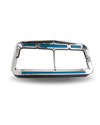 Universal Rectangular Dual Flatline Headlight Bezel - Amber/Blue Universal Rectangular Dual Flatline Headlight Bezel - Amber/Blue