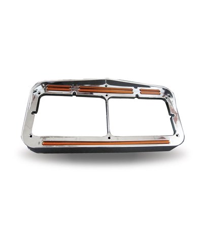 Universal Rectangular Dual Flatline Headlight Bezel - Amber/Blue Universal Rectangular Dual Flatline Headlight Bezel - Amber/Blue