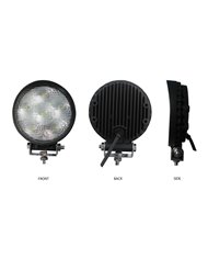 Universal White Round Work Light - Clear Lens - Black Housing (6 Diodes) - 600 Lumens