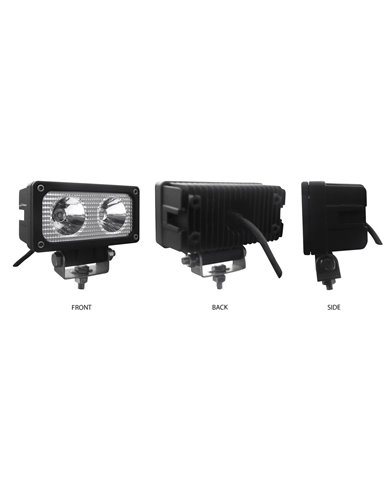 Universal White Cree Rectangular Work Light - Clear Lens - Black Housing (2 Diodes) - 2400 Lumens Universal White Cree Rectangular Work Light - Clear Lens - Black Housing (2 Diodes) - 2400 Lumens