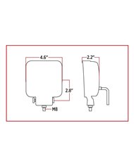 Universal White Square Work Light with Spot Beam - Clear Lens - Black Housing (4 Diodes) - 4000 Lumens