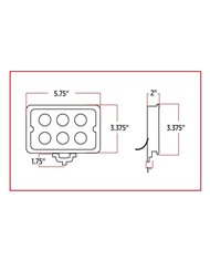 4" x 6" Rectangular Heavy Duty LED Work Light - Spot Beam - 600 Lumens (6 Diodes)