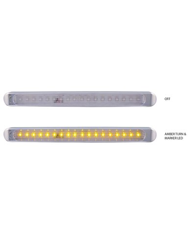 Chrome Auxiliary Stop, Turn & Tail LED Light Strip - Clear Amber (12 Diodes) Chrome Auxiliary Stop, Turn & Tail LED Light Strip - Clear Amber (12 Diodes)