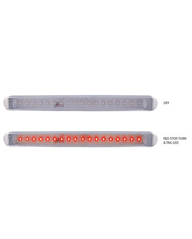 Chrome Auxiliary Stop, Turn & Tail LED Light Strip - Clear Red (12 Diodes) Chrome Auxiliary Stop, Turn & Tail LED Light Strip - Clear Red (12 Diodes)