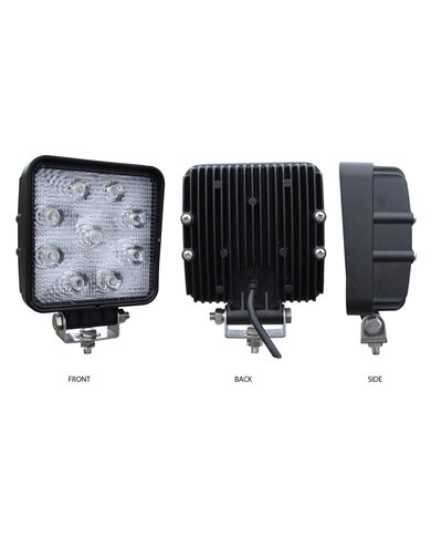 Universal White Square Work Light - Clear Lens - Black Housing (9 Diodes) - 900 Lumens Universal White Square Work Light - Clear Lens - Black Housing (9 Diodes) - 900 Lumens