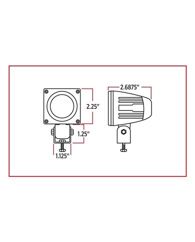Universal White Small Square Work Light - Clear Lens - Black Housing (1 Diode) - 1200 Lumens Universal White Small Square Work Light - Clear Lens - Black Housing (1 Diode) - 1200 Lumens