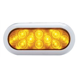 UP38901-10 LED 6" Oval Flange Mount Turn Signal Light With Bezel - Amber LED/Amber Lens