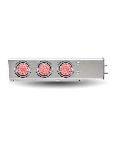 Mud Flap Hanger with Flat Top & 4 x 4" Dual Revolution (R/W) & 2 x 4" Clear Red LEDs & Bezels Mud Flap Hanger with Flat Top & 4 x 4" Dual Revolution (R/W) & 2 x 4" Clear Red LEDs & Bezels