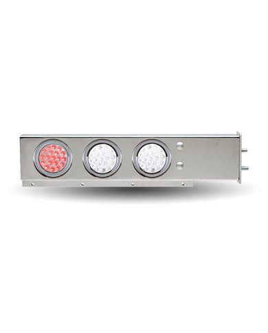 Mud Flap Hanger with Flat Top & 4 x 4" Dual Revolution (R/W) & 2 x 4" Clear Red LEDs & Bezels Mud Flap Hanger with Flat Top & 4 x 4" Dual Revolution (R/W) & 2 x 4" Clear Red LEDs & Bezels