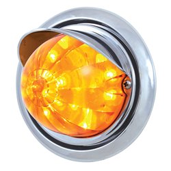 UP39150-Front Bumper Light With 17 Amber LED Dual Function Watermelon Light & Visor For FL Columbia - Amber Lens