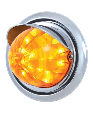 UP39150-Front Bumper Light With 17 Amber LED Dual Function Watermelon Light & Visor For FL Columbia - Amber Lens