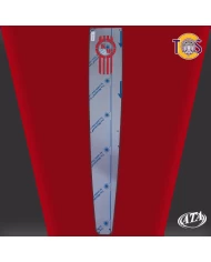 ATAK-0058 - T660 - 9" Center Hood Trim w/ Logo on Top closer to the windshield side (Check attached drawing) ATAK-0058 - T660 - 9" Center Hood Trim w/ Logo on Top closer to the windshield side (Check attached drawing)