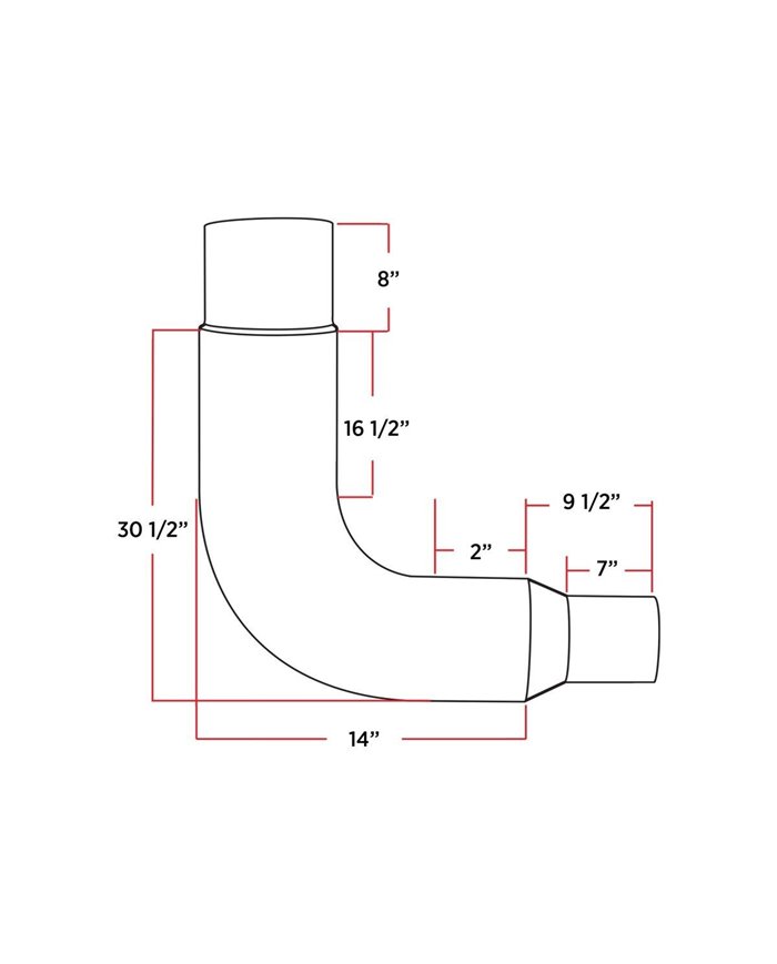 10"-5" reduced Exhaust Elbow - 90°