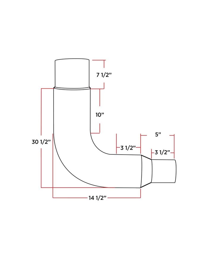 6"-5" Reduced Exhaust Elbow - 90°
