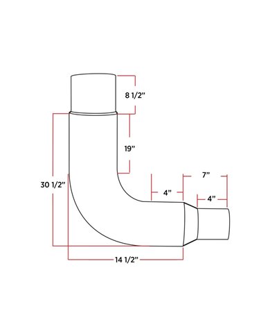 8"-5" Reduced Exhaust Elbow - 90° 8"-5" Reduced Exhaust Elbow - 90°