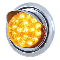 UP39152-Front Bumper Light With 17 Amber LED Dual Function Clear Reflector Light & Visor For FL Columbia - Amber Lens
