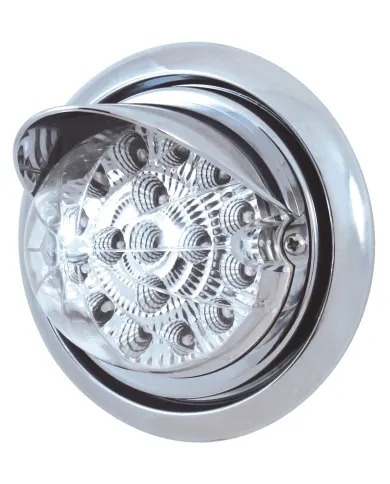 UP39153-Front Bumper Light With 17 Amber LED Dual Function Clear Reflector Light & Visor For FL Columbia - Clear Lens
