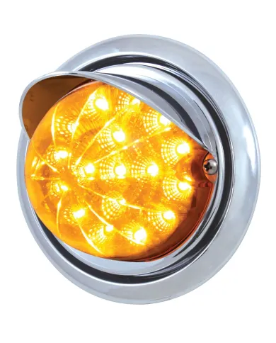 UP39158-Front Bumper Light With 17 Amber LED Reflector Watermelon Light & Visor For Freightliner Columbia - Amber Lens