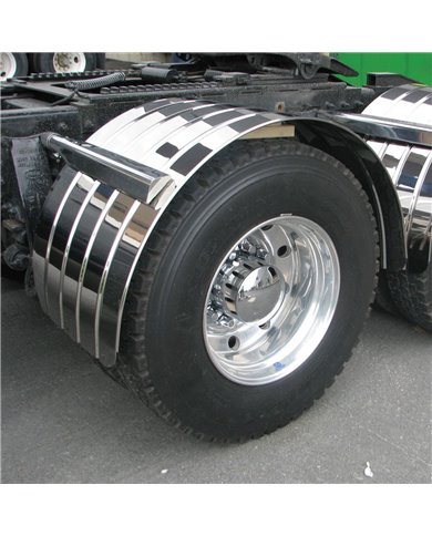 80" Stainless Steel Fully Ribbed Single Axle Fender with Beaded Edge - 18 Gauge 80" Stainless Steel Fully Ribbed Single Axle Fender with Beaded Edge - 18 Gauge